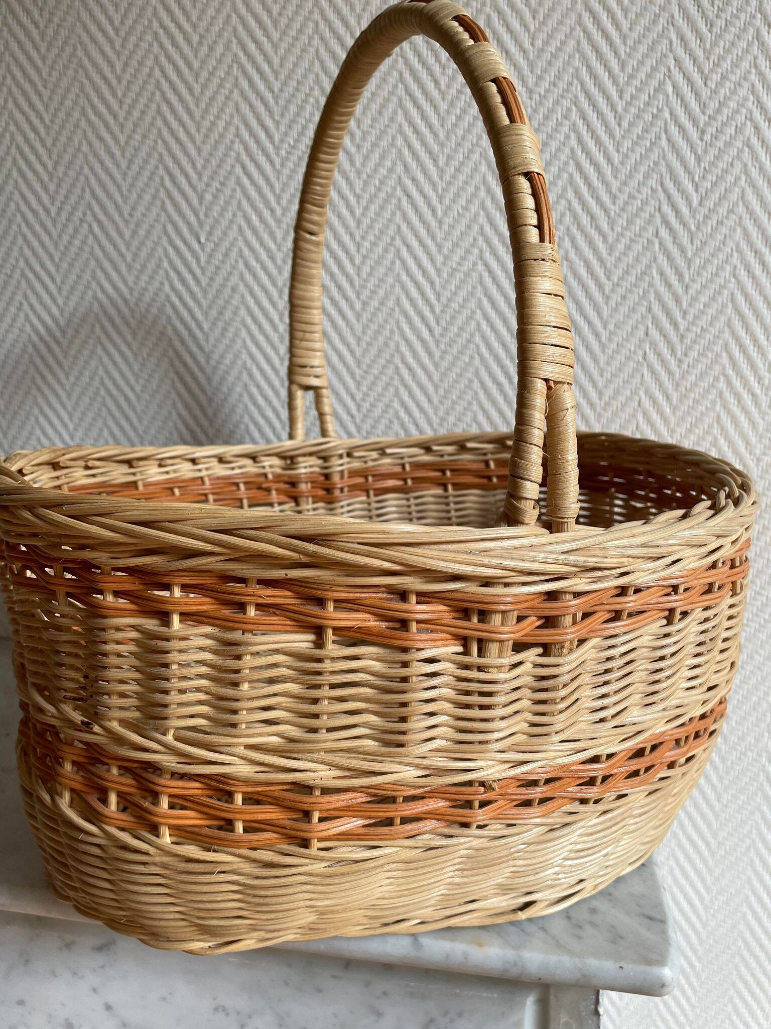 Panier osier orange beige