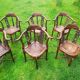 Set of 6 corner chairs in colonial style made of carved exotic wood from Bali.