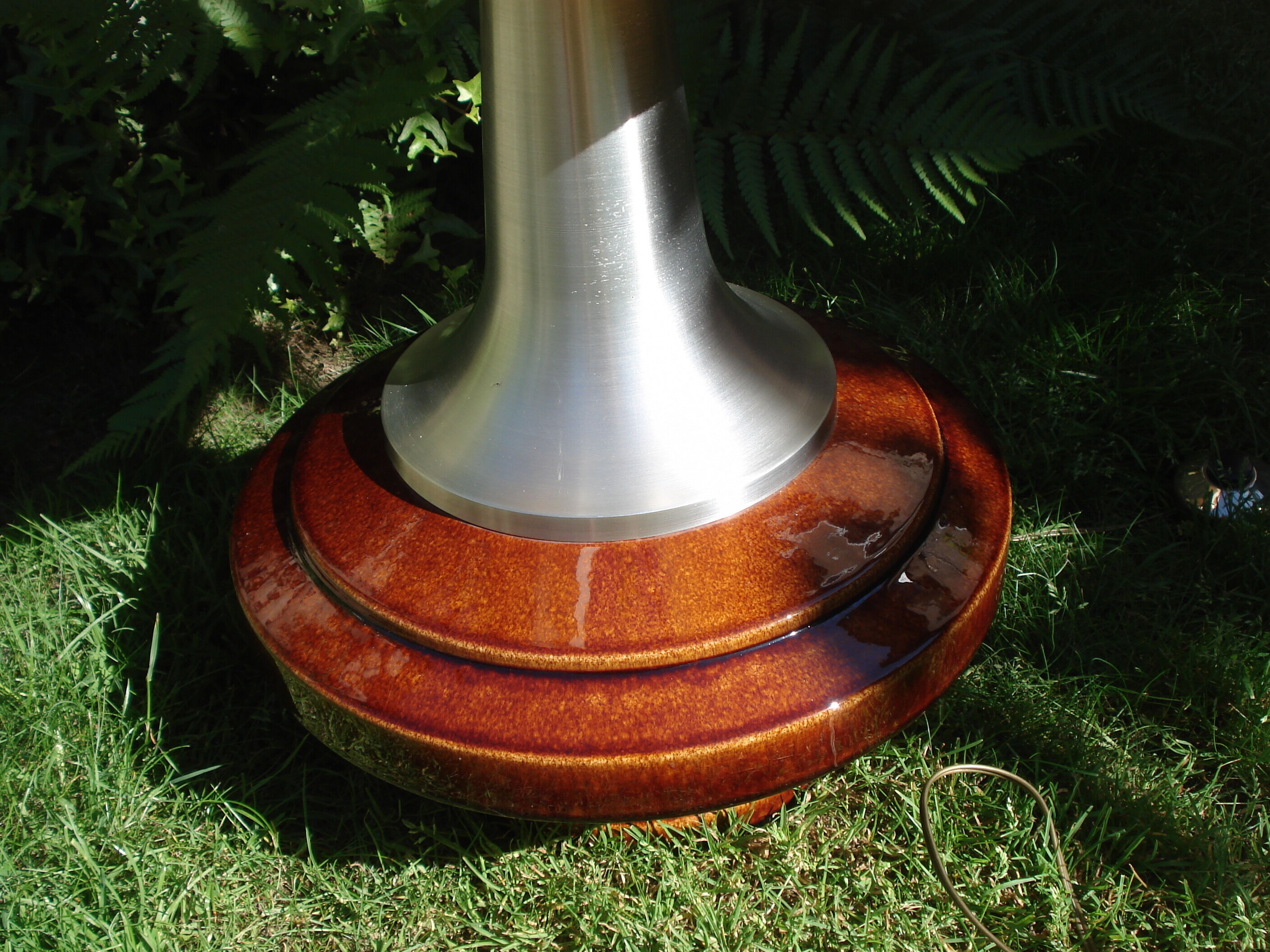 Floor lamp base ceramic ball vintage and aluminum brush 1970