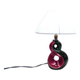 Red and black ceramic bedside lamp 8 Vallauris 50s 1950 vintage