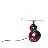 Lampe de chevet céramique rouge et noir 8 Vallauris années 50 1950 vintage