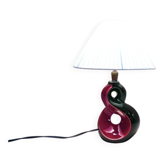 Lampe de chevet céramique rouge et noir 8 Vallauris années 50 1950 vintage