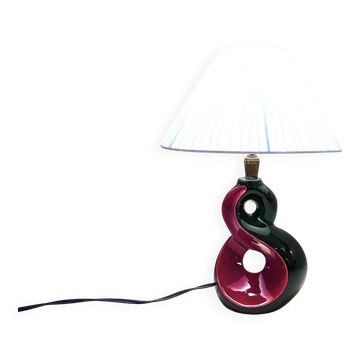 Lampe de chevet céramique rouge et noir 8 Vallauris années 50 1950 vintage