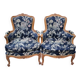Pair of Louis XV style armchairs with Japonese tapestry.