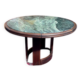 Vintage green sea marble and rosewood table from the 1970s.