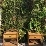 Pair of rattan bedsides