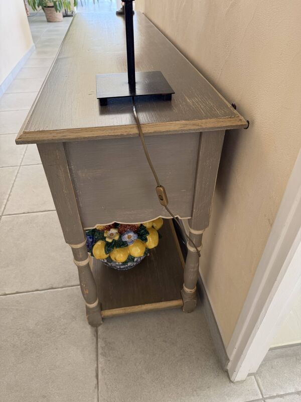 Console d’applique en bois, laqué gris rechampi