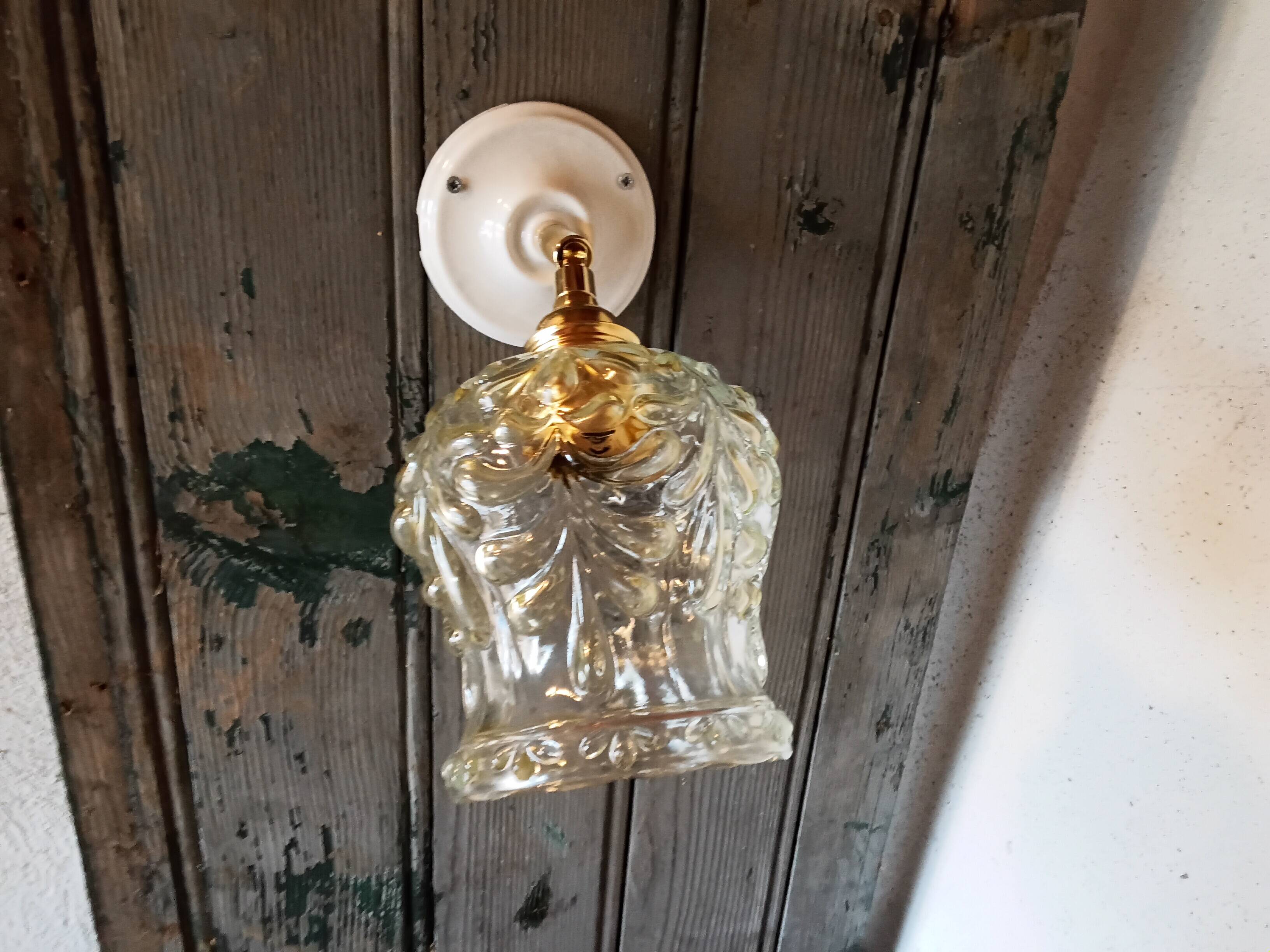 Vintage molded glass wall light