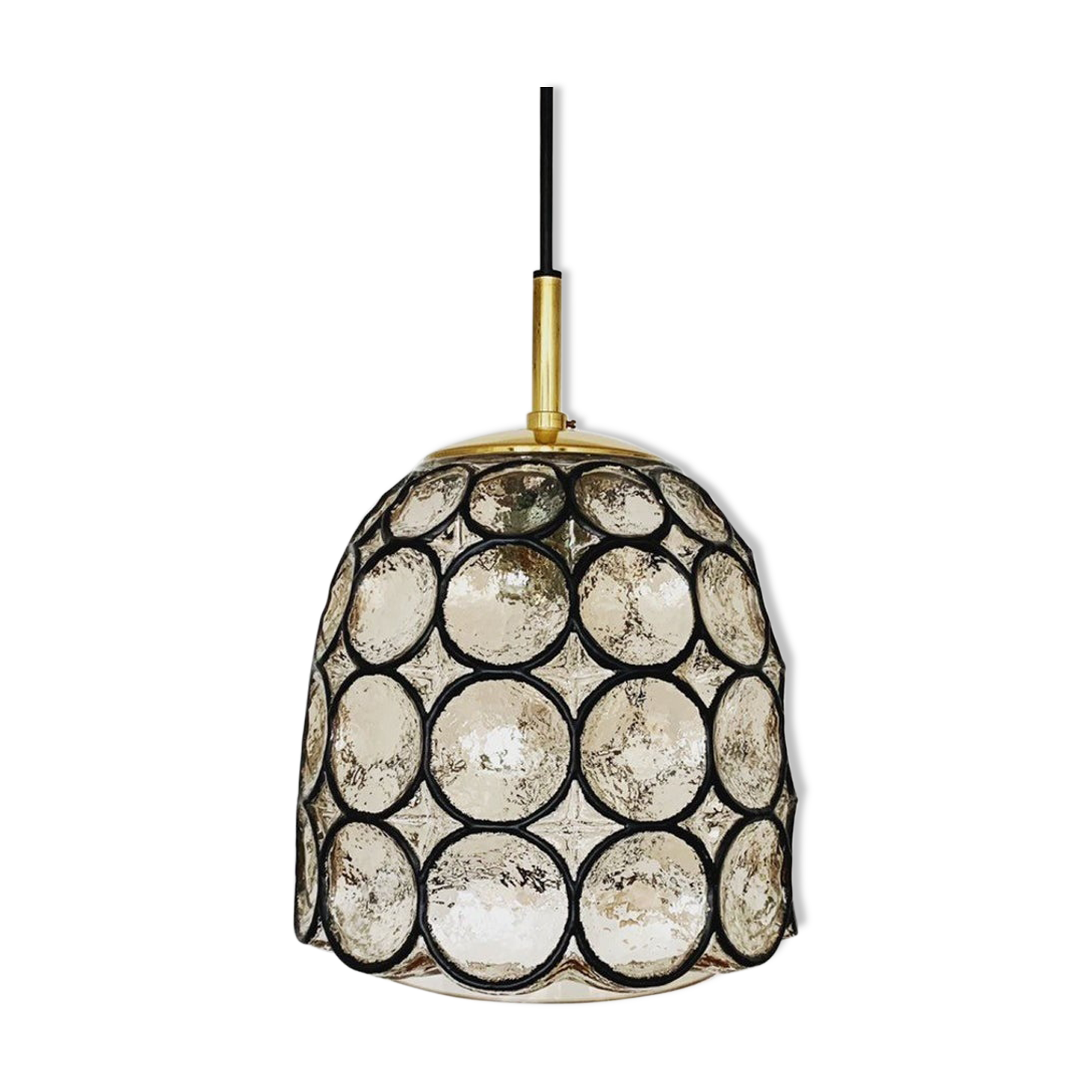 Mid Century Modern iron ring design pendant lamp by Glashütte Limburg