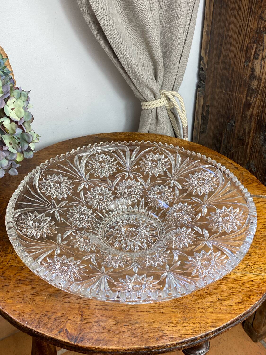 Large cut glass fruit bowl, 1950s