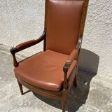 Fauteuil en bois et cuir