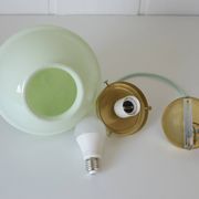 Suspension Art Déco Redesign Antique Vert Menthe Lampe Suspendue Années 1930