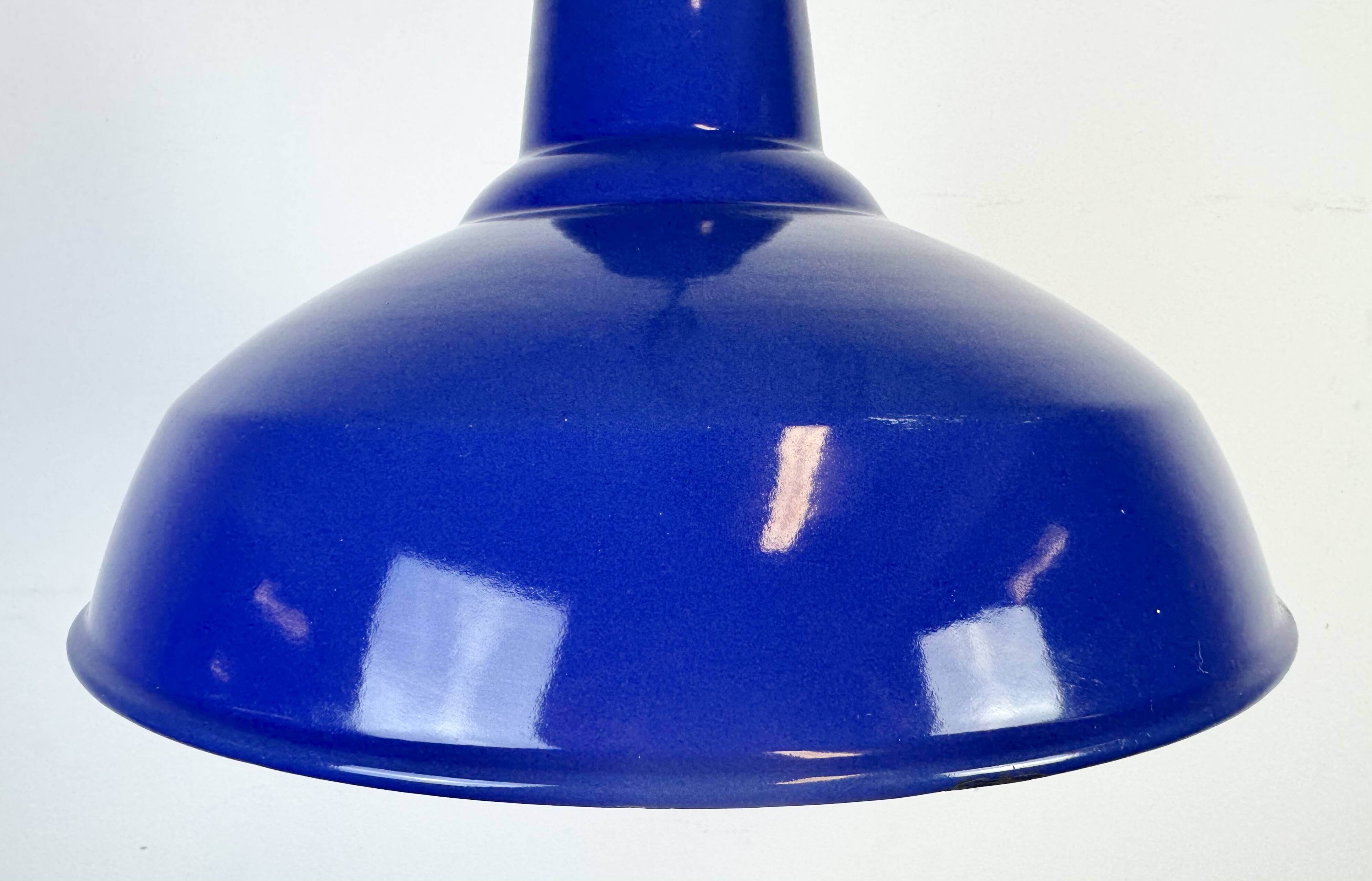 Industrial Blue Enamel Factory Pendant Lamp, 1960s