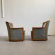 1960s Scandinavian Mid-century Armchairs, Solid Cherry Wood and Velvet
