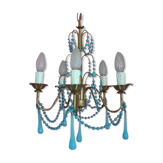 Murano chandelier with opaline stamps