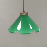 Small hanging lamp with double-layered glass, brass top, 1980s Denmark