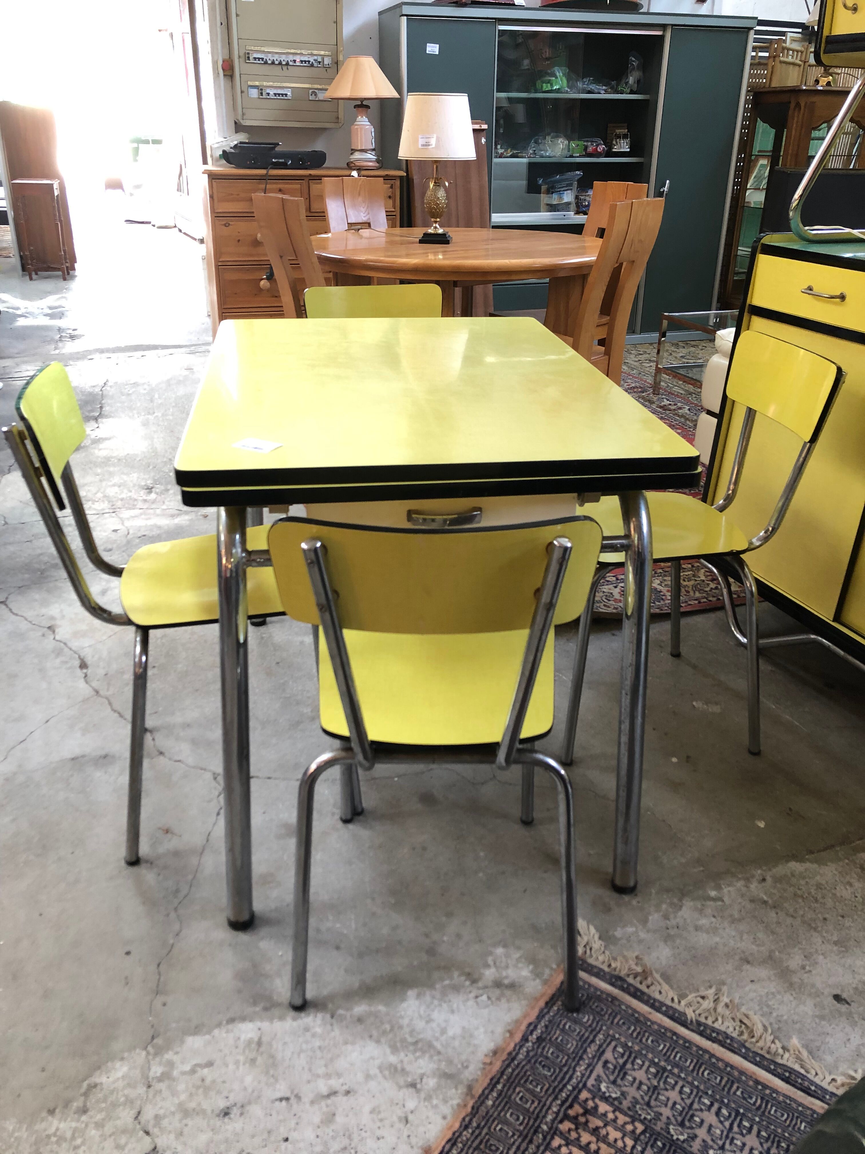 table + 4 chairs formica vintage 1960