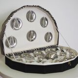 Silver and tin coffee set, 1970s, set of 25