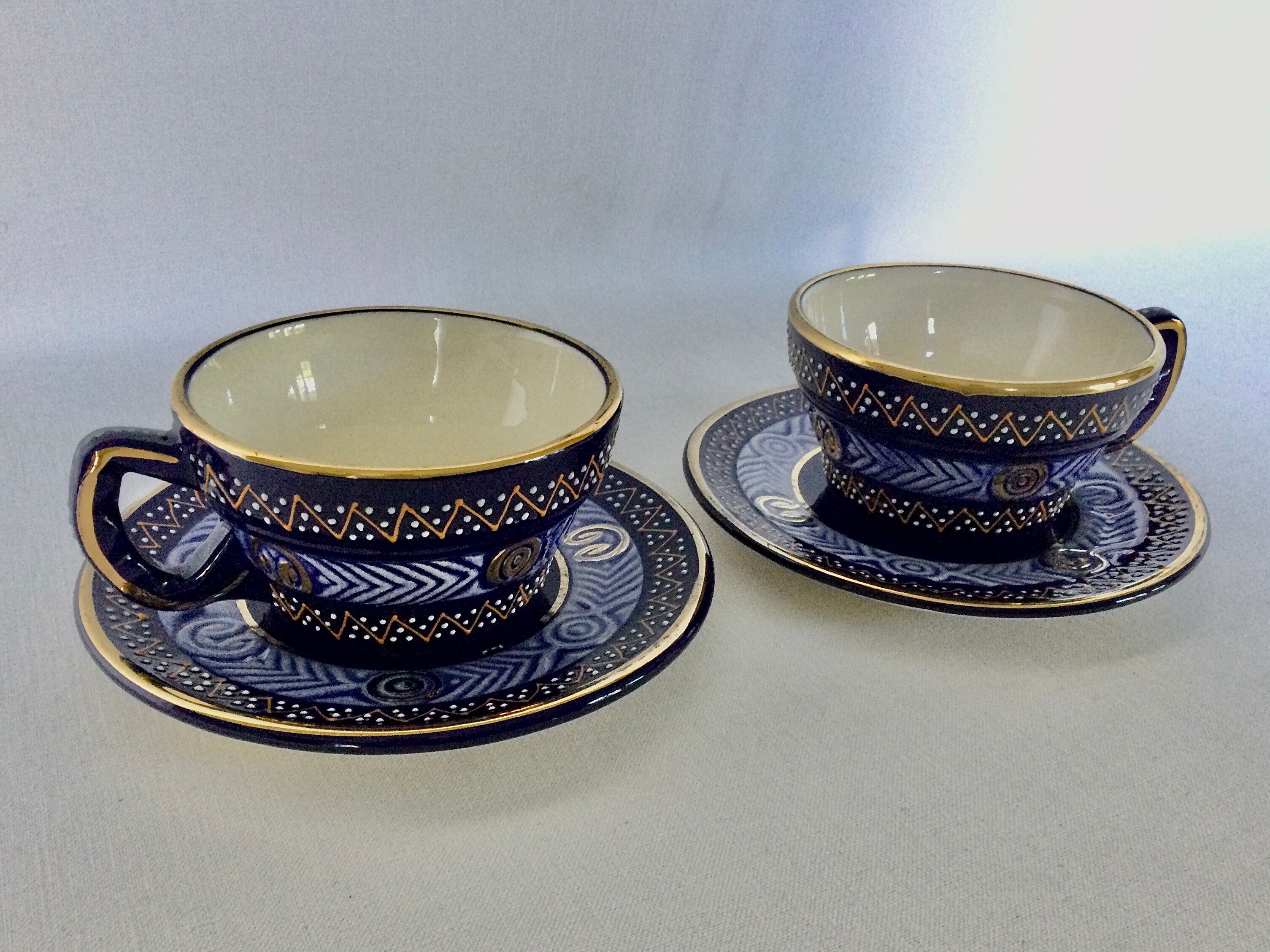 HB Quimper earthenware lunch pair
