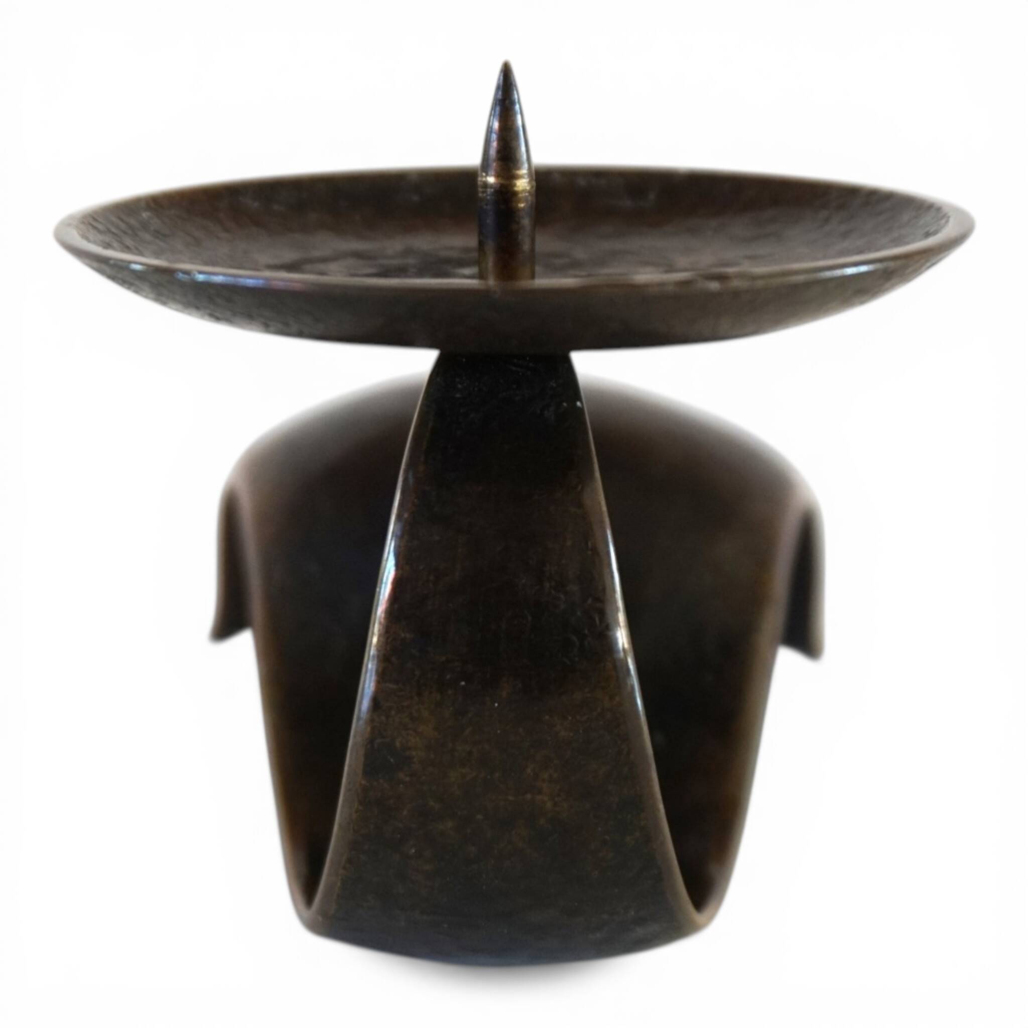Bauhaus Sculptural Bronze Candlestick by Benno Meyer, 1930
