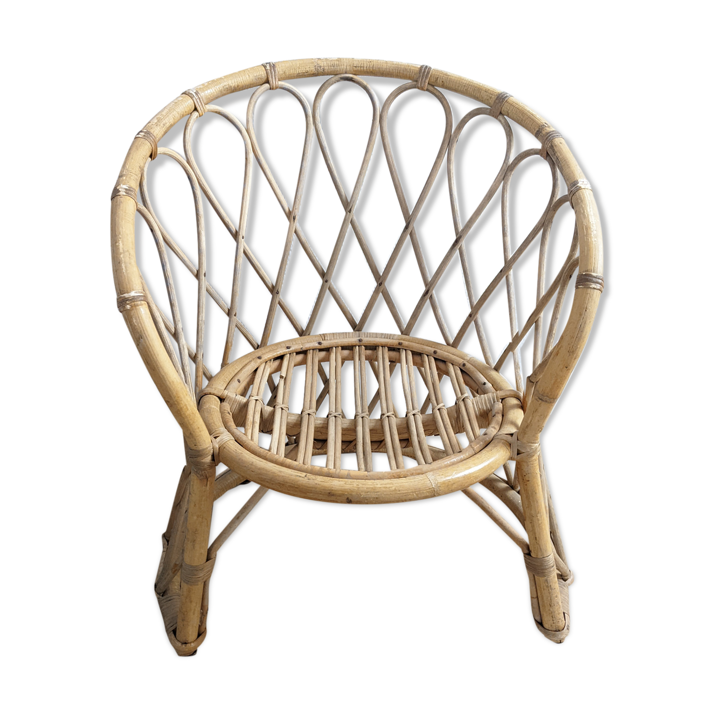 Chaise rotin osier pour enfant vintage années 50 60