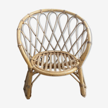 Wicker rattan chair for children vintage 50s 60s