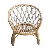 Wicker rattan chair for children vintage 50s 60s