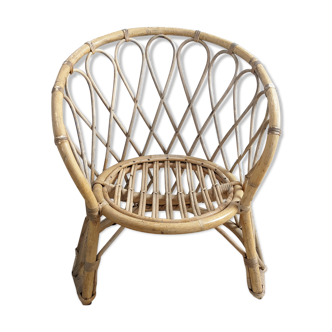 Wicker rattan chair for children vintage 50s 60s