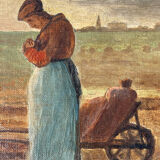 Painting study of the Angelus of Millet, late 19th, early 20th century