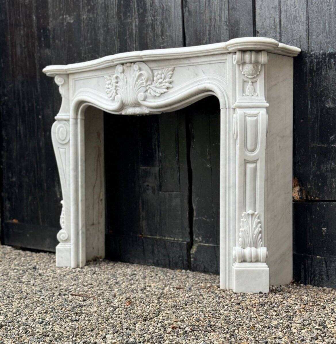 Louis XV style fireplace in Carrara marble circa 1980