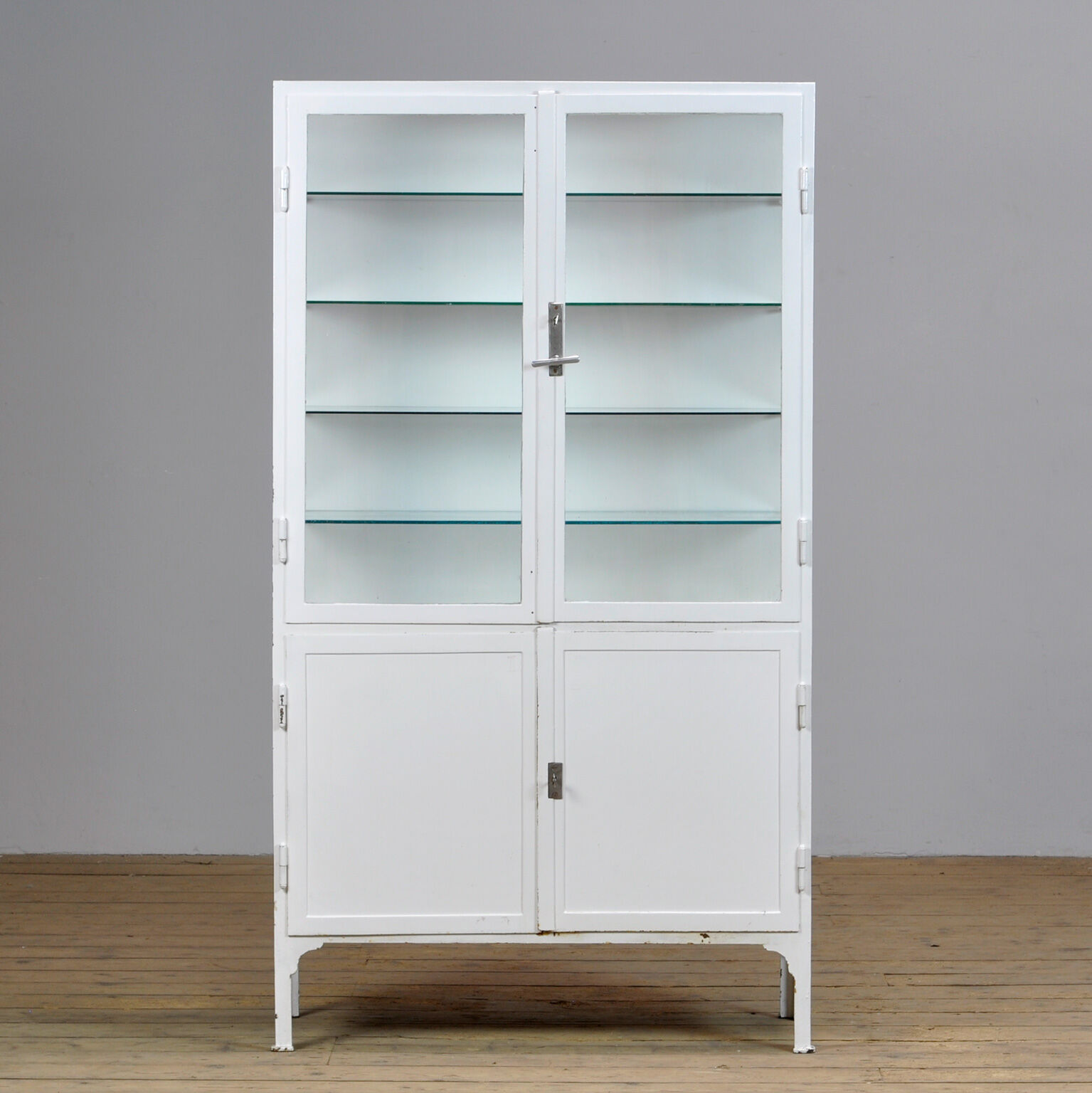 Medical iron and glass cabinet, 1940s