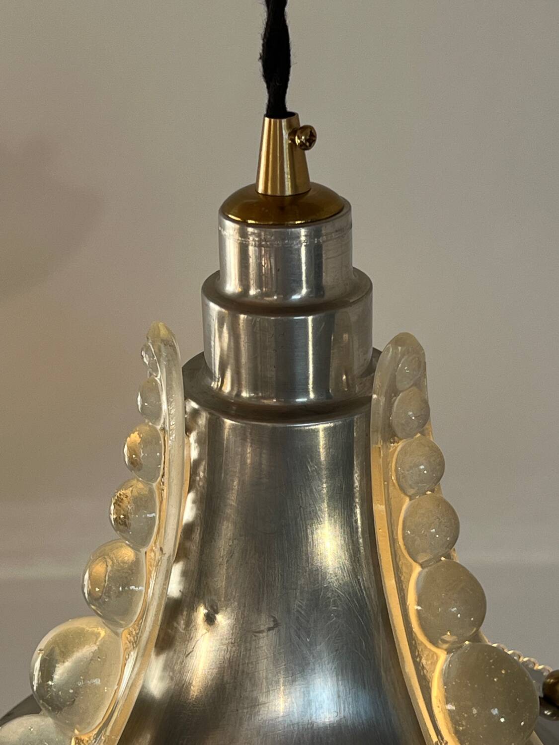 Holophane Art Deco prismatic glass pendant light