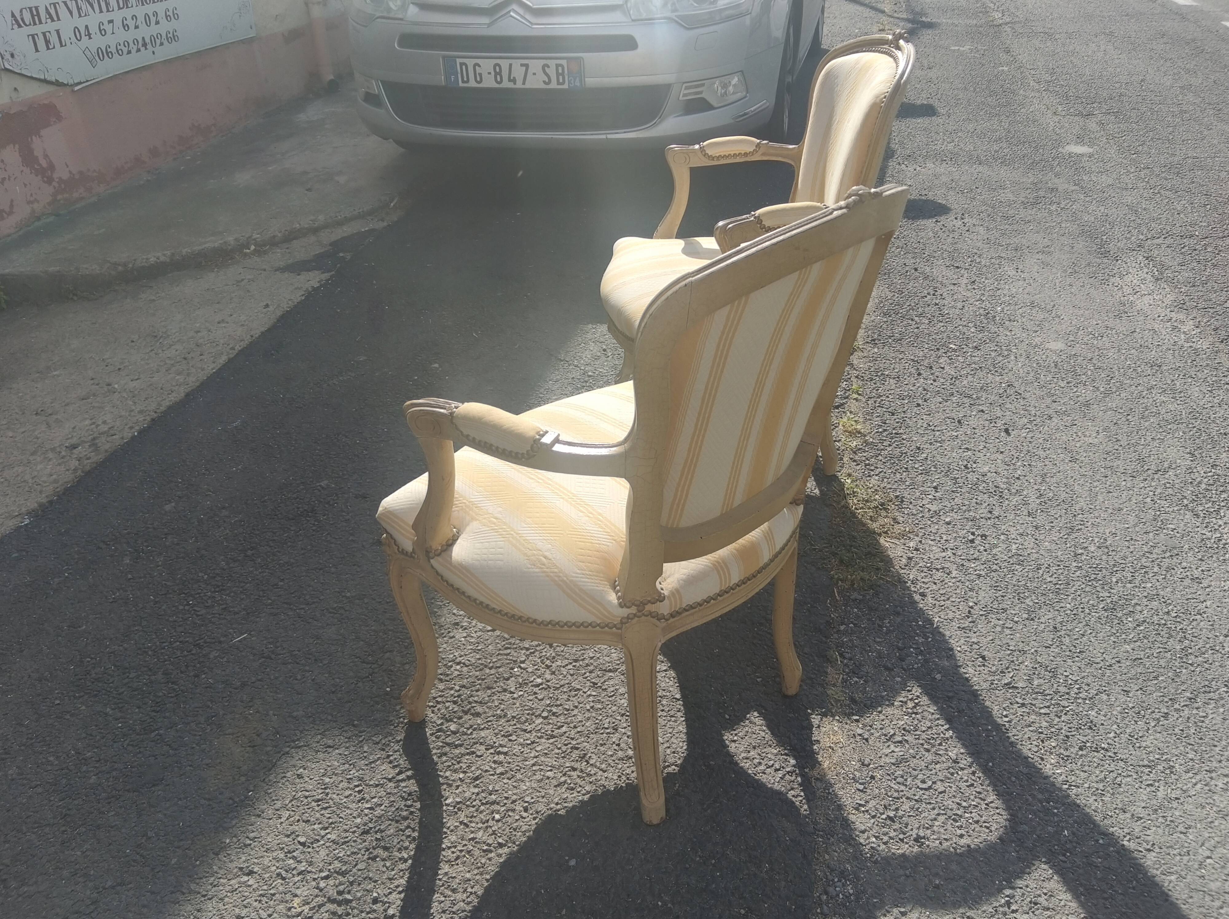 Pair of Louis XV style convertible armchairs