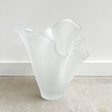 White folded glass vase