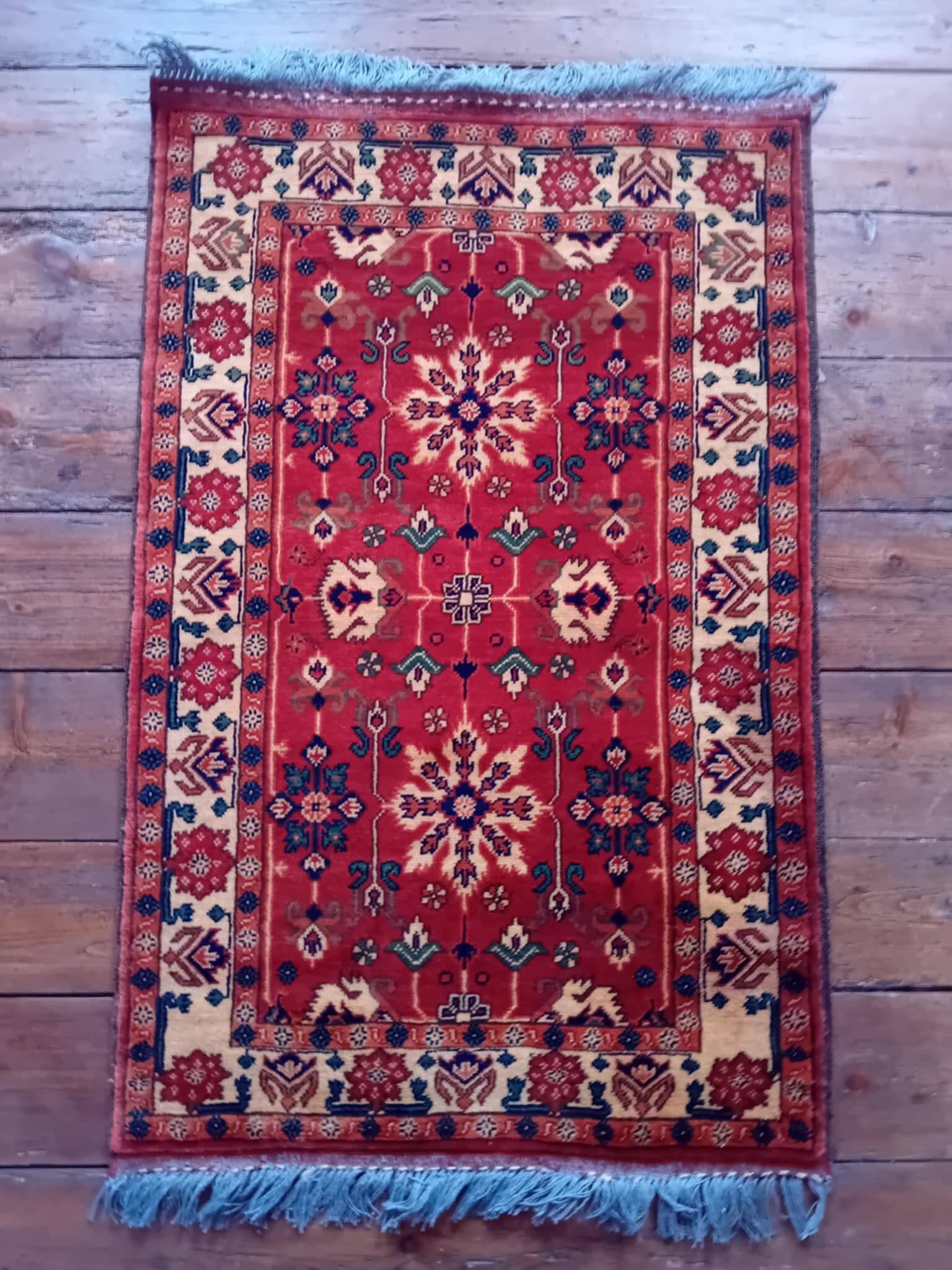 Handmade Pakistani Kazak Rug 128x85cm