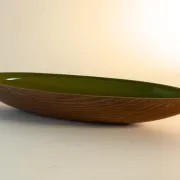 Wood-effect resin catchall tray, Italian design from the 1960s.