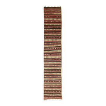 Kilim Runner Anatolien 80x416 cm Motif Fertilité Tissé Main