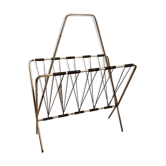 Porte-revues vintage métal doré et scoubidou noir