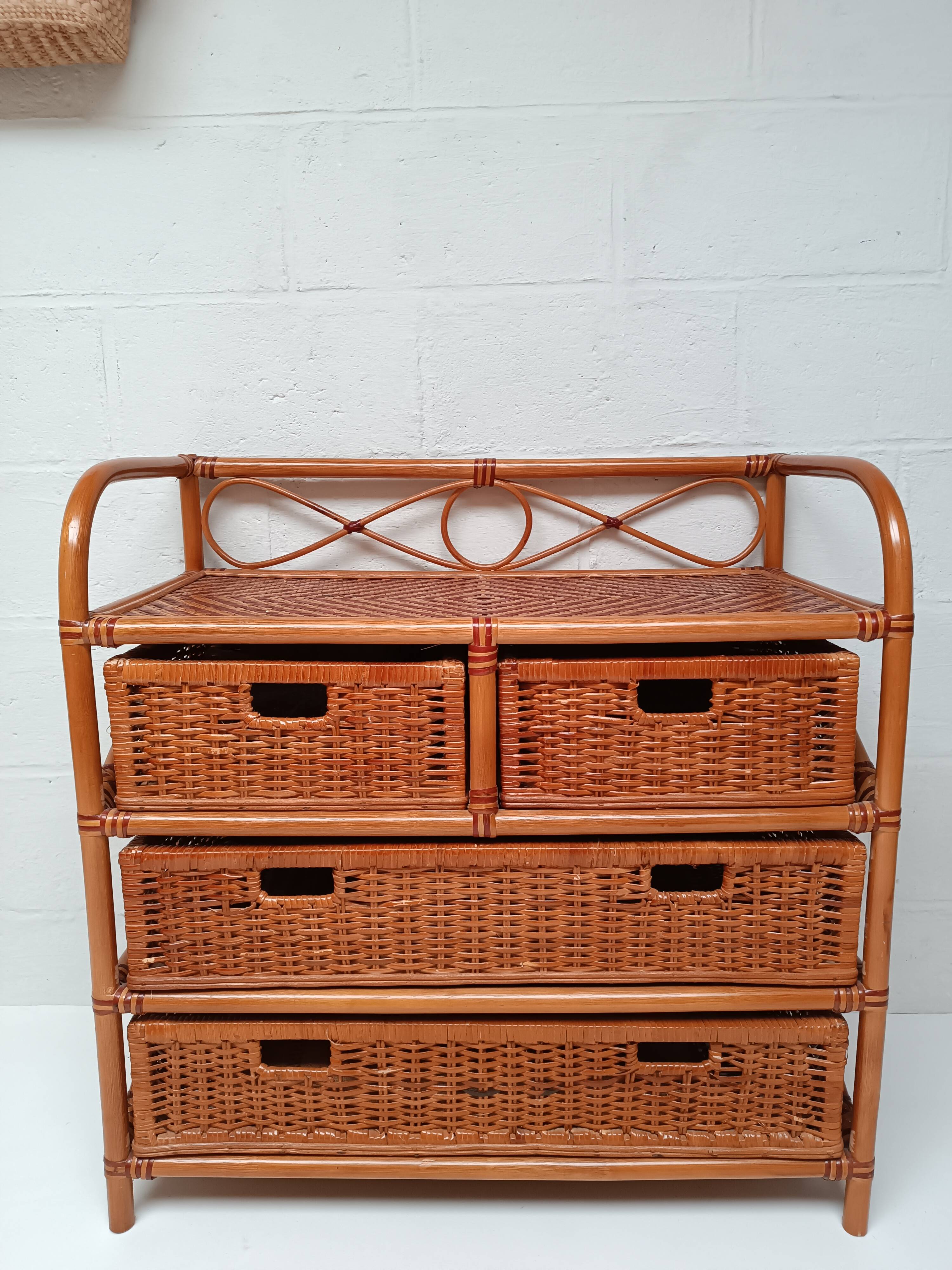 Commode rotin et bambou