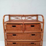 Rattan and bamboo chest of drawers
