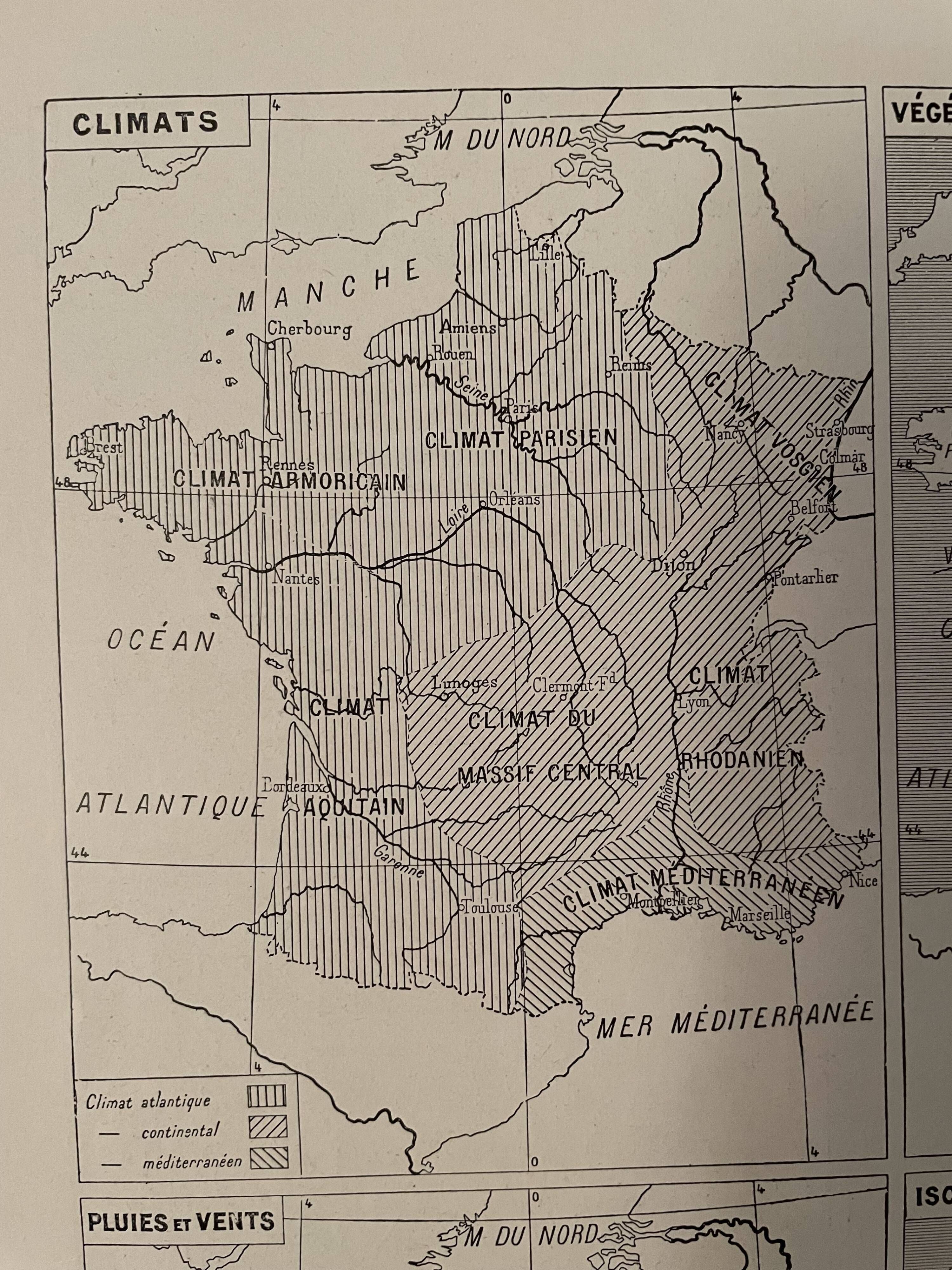 Old geological map of France from 1924
