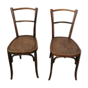 paire de chaises bistrot 1900 en bois courbé