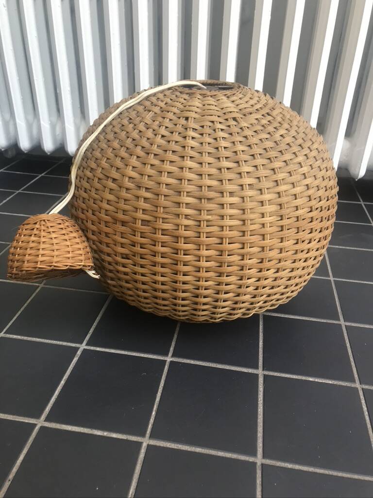 Rattan chandelier suspension old vintage craftsmanship 1960