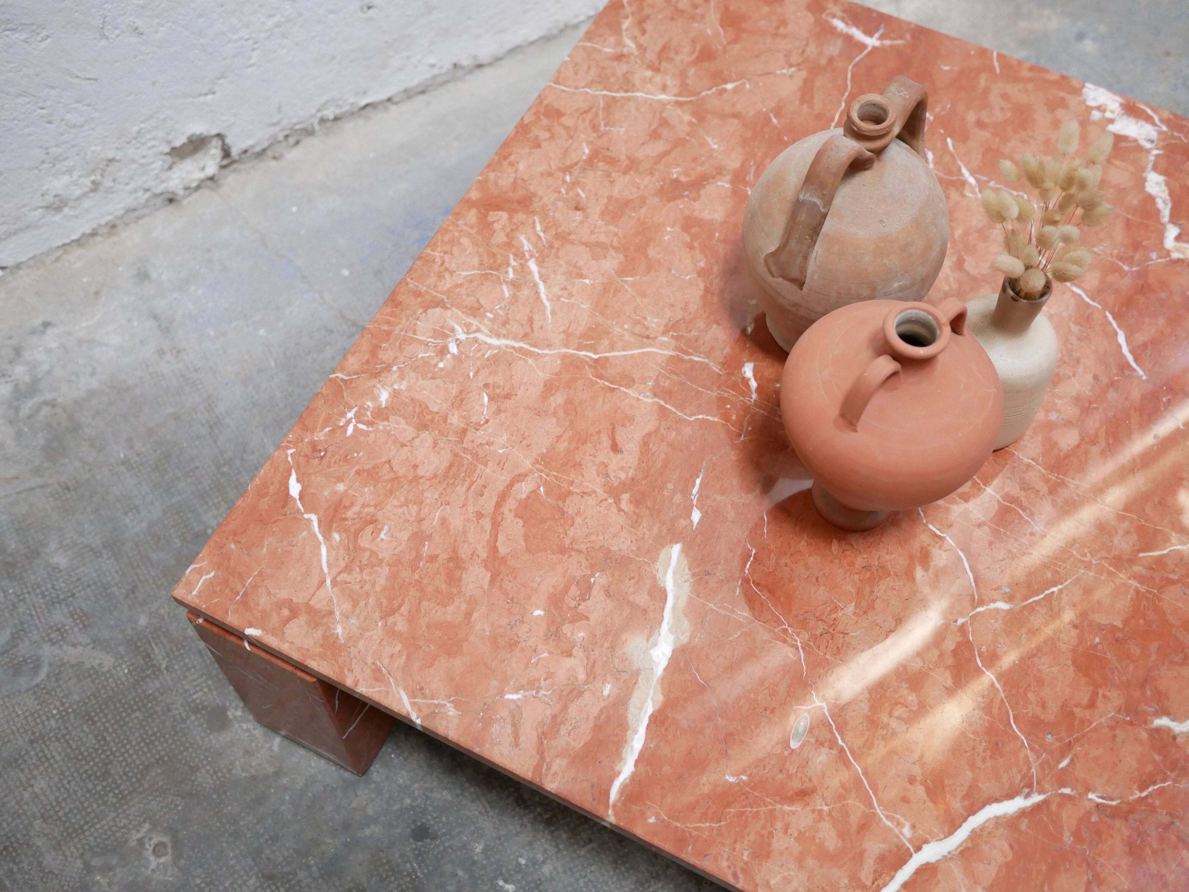 Vintage terracotta marble coffee table