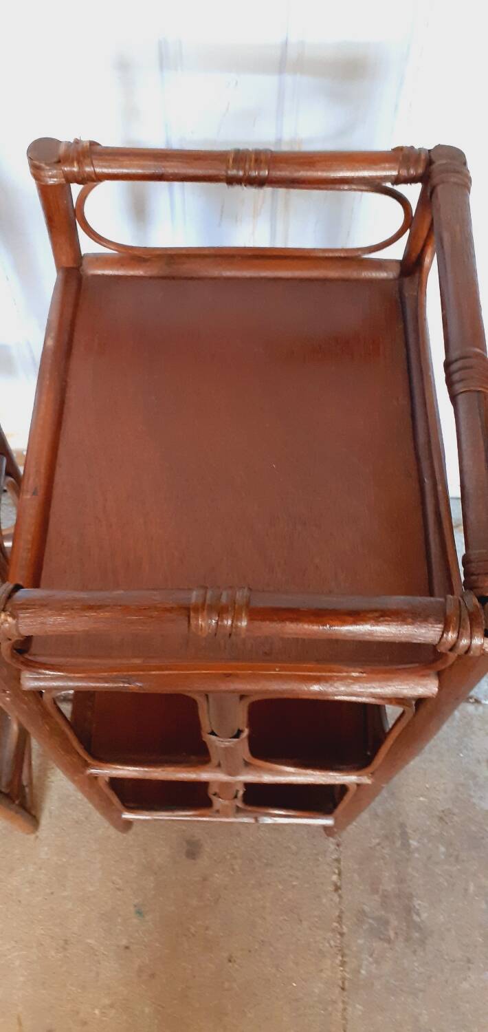 Pair of rattan bedside tables.