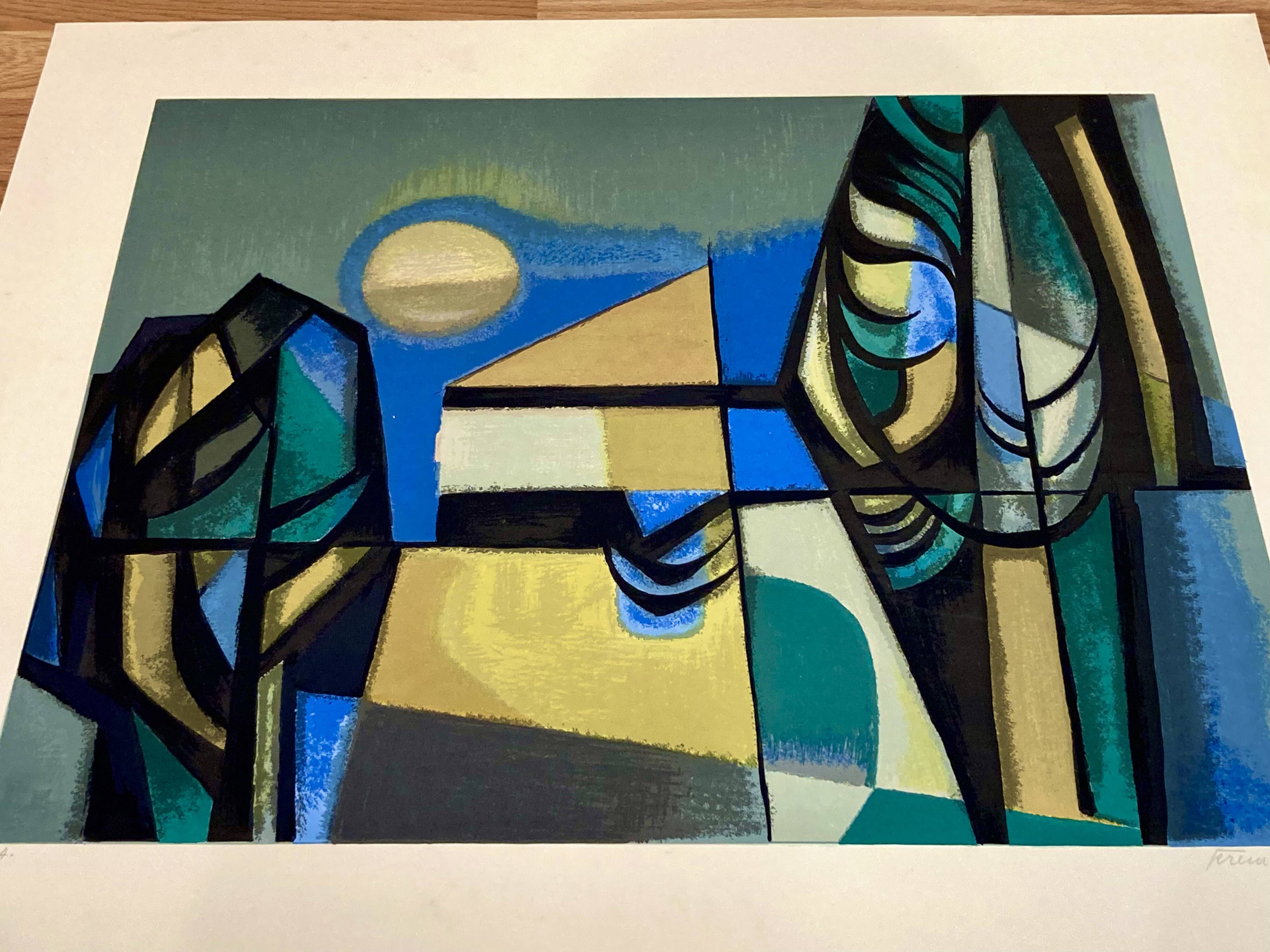 Lithograph signed "Albert Ferenz" Design 1950.