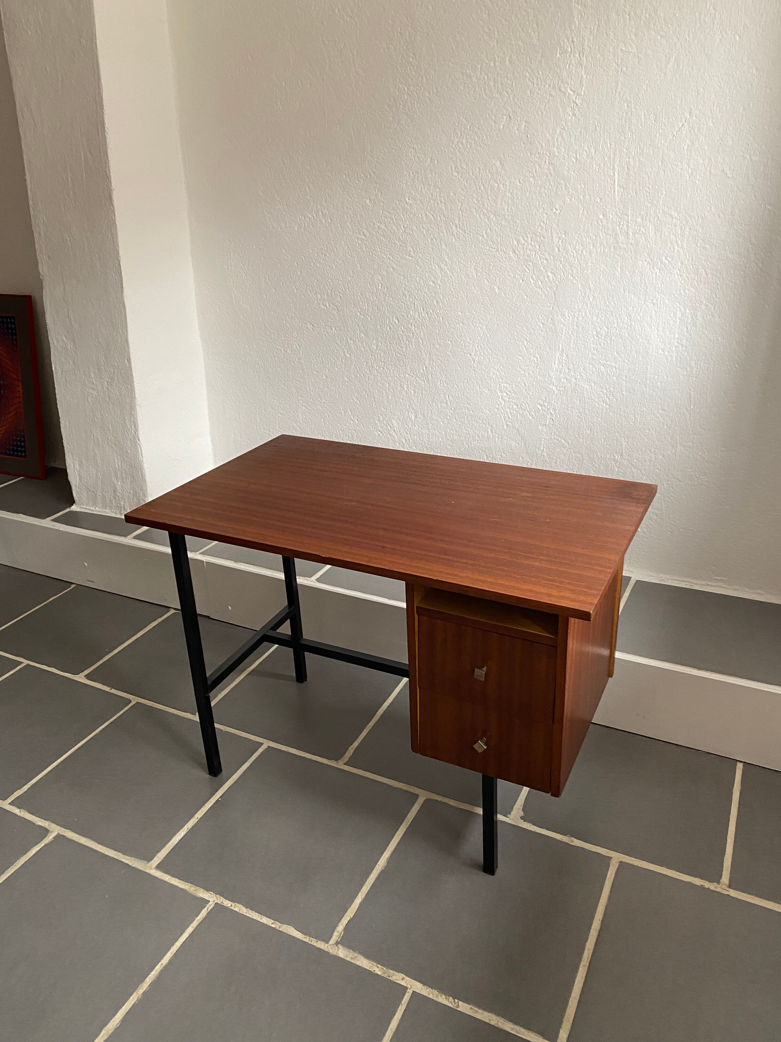 Vintage wood and metal desk 60s