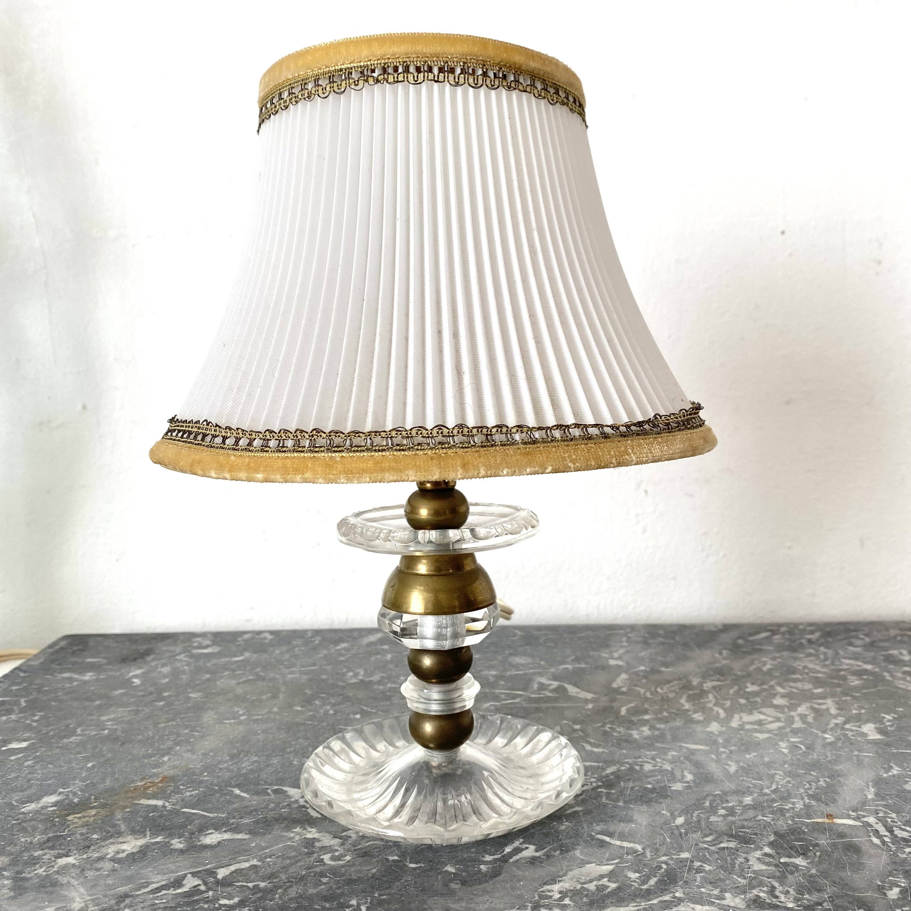 Vintage bedside lamp, pleated lampshade