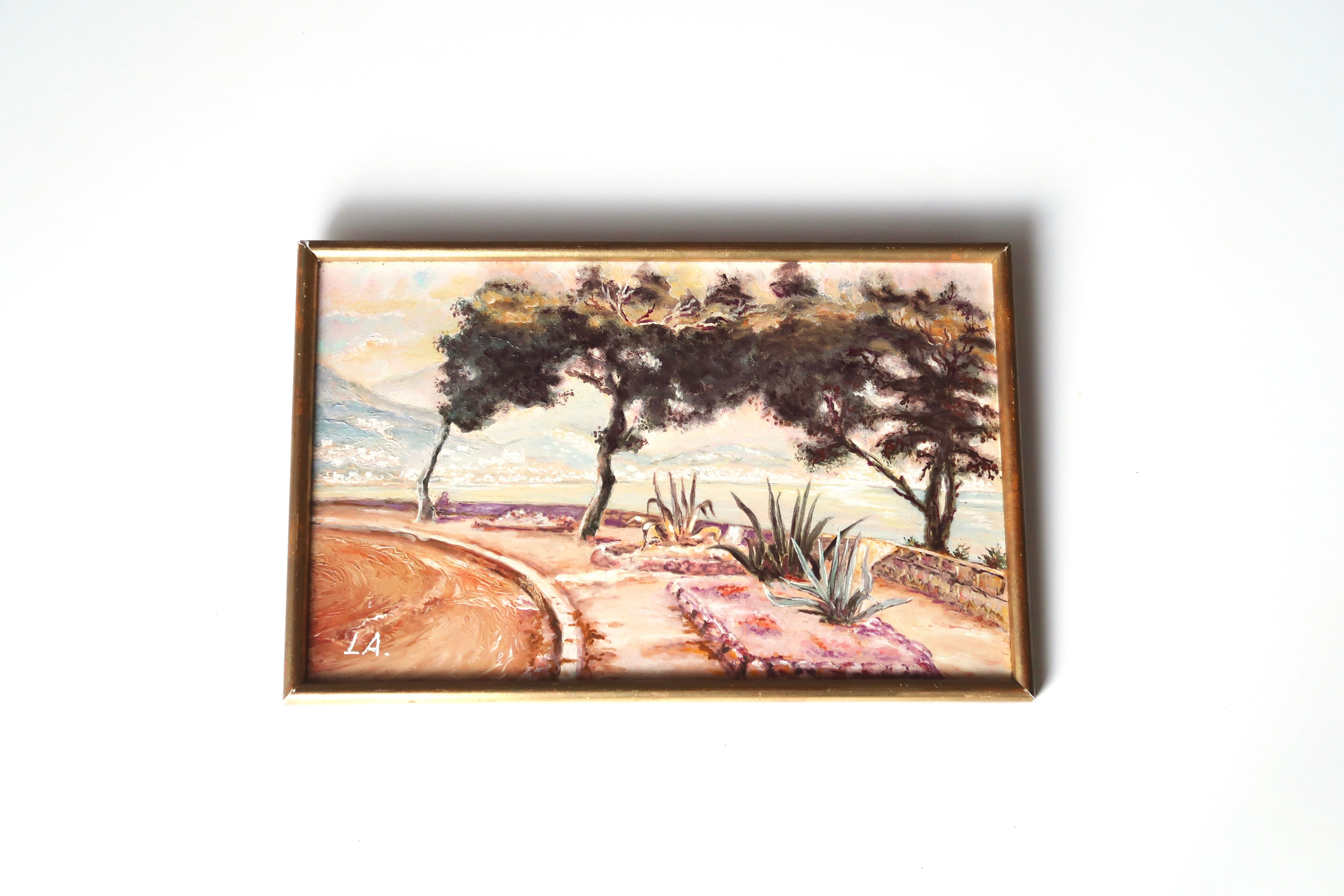 Painting, seascape painting signed LA, 70s
