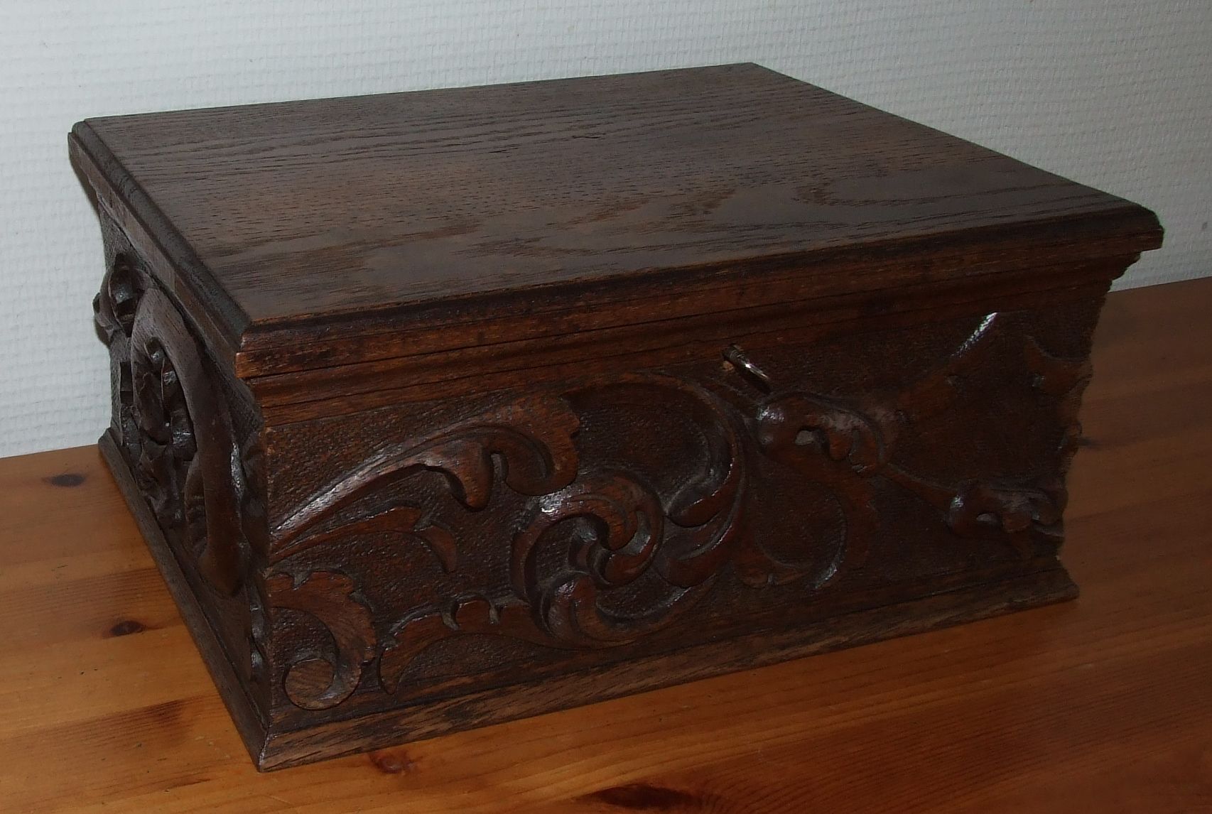 Old carved wooden box
